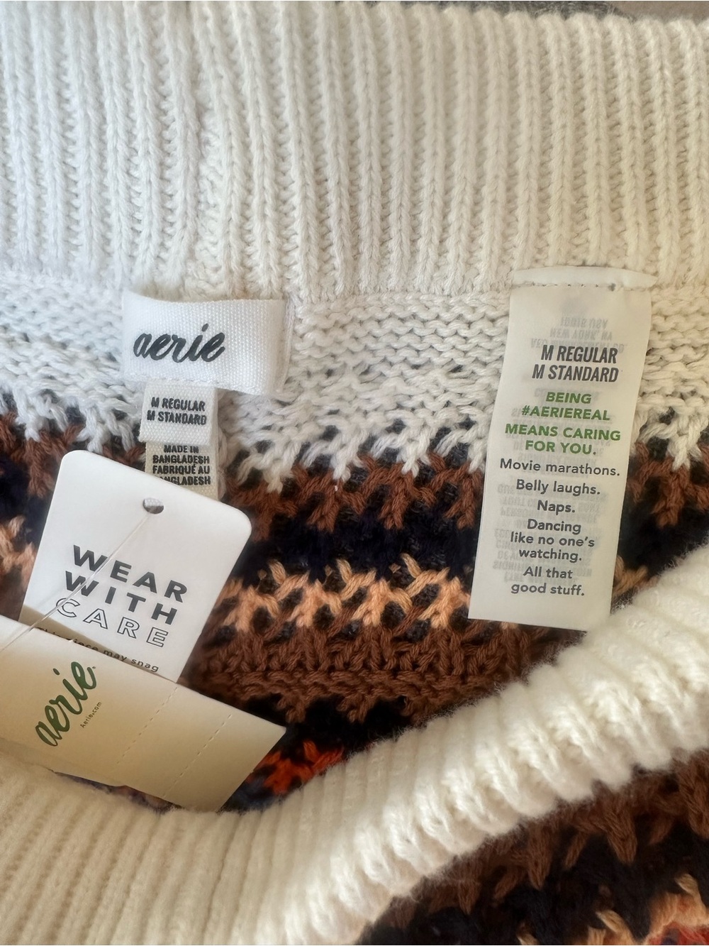 Aerie NWT Knit, Off white, Brown, Black, Orange, Blue+ Striped Knit Pants
